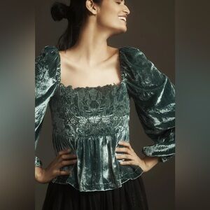 Elegant Velvet Green Top